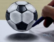 نقاشی سه بعدی توپ فوتبال