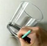 آموزش نقاشی ساده لیوان شیشه ای سه بعدی