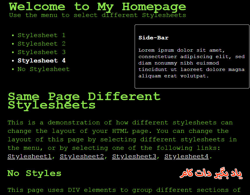 استایل 4 در صفحه HTML 