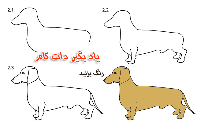 آموزش ساده نقاشی کودک سگ پاکوتاه